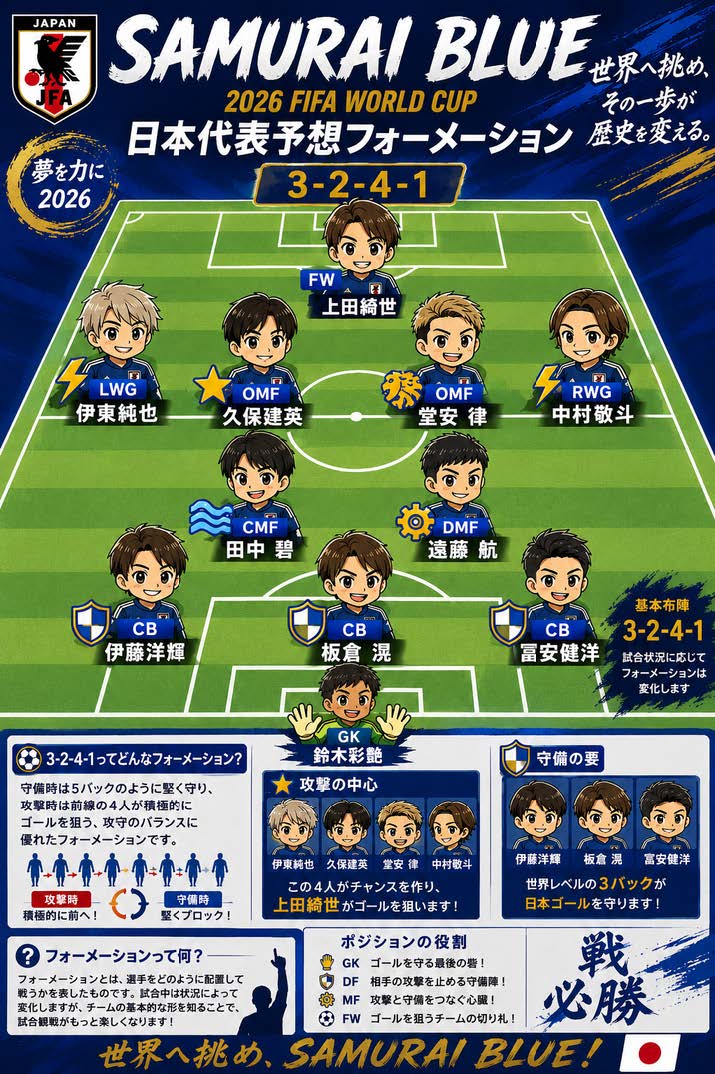 日本代表予想フォーメーション図
